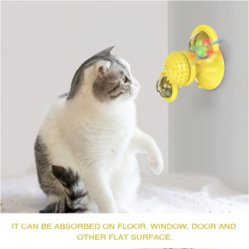 Spinning Windmill Cat Toy – Suction Cup Interactive Play Toy