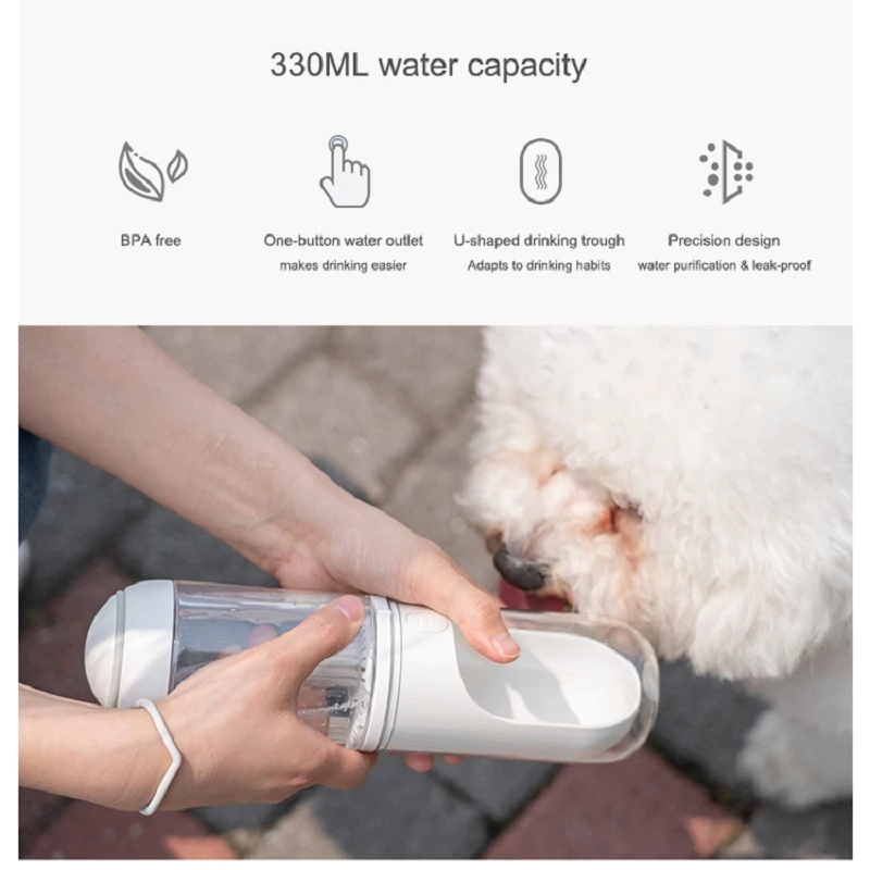 Portable Pet Travel Water Bottle – 330ml One-Click Dispenser