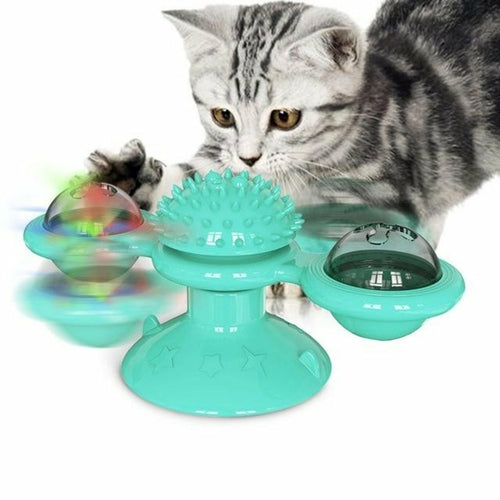 Spinning Windmill Cat Toy – Suction Cup Interactive Play Toy